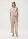 Beige Striped Wide Leg Trousers_0
