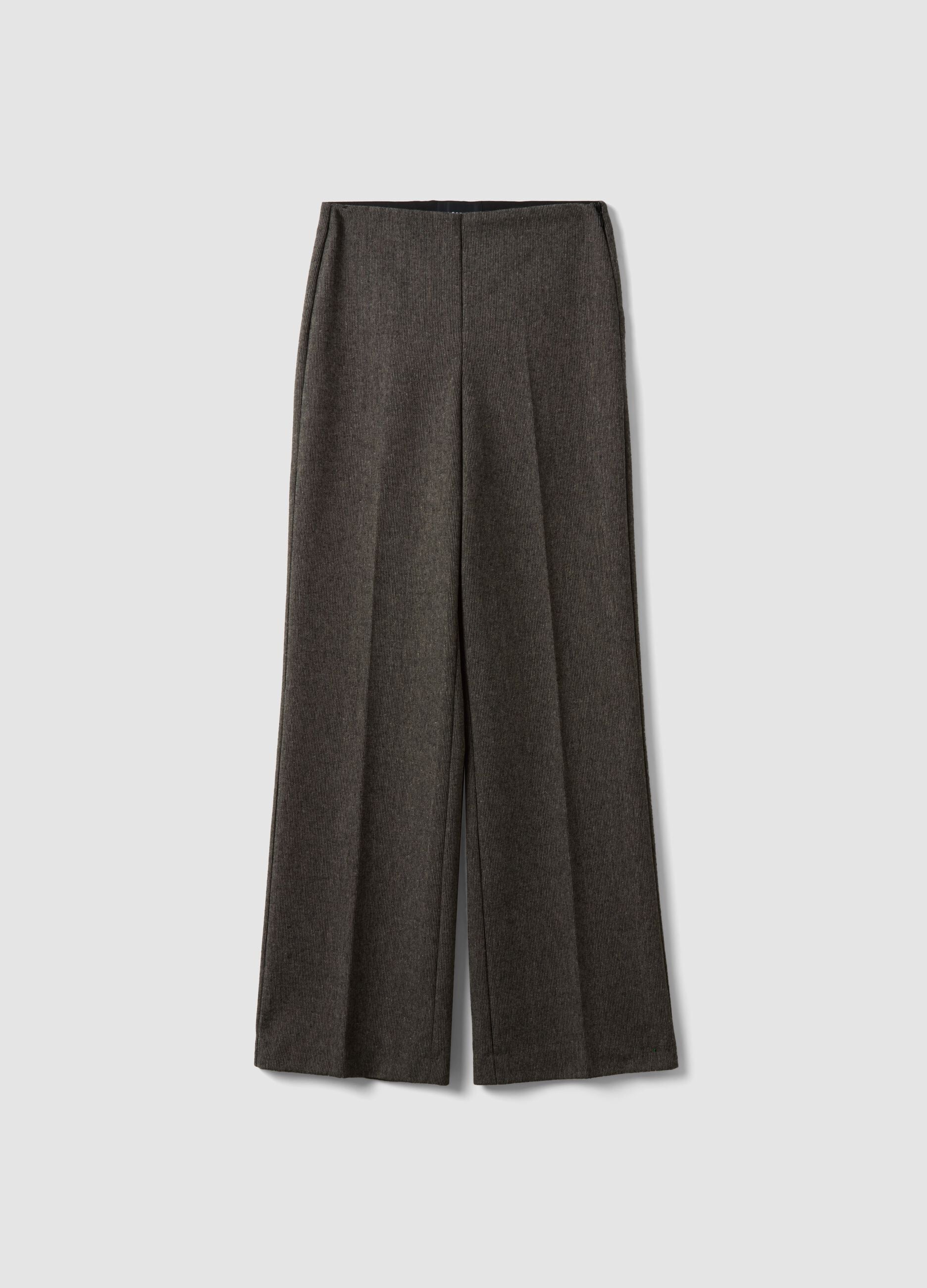 Pantaloni grigi in misto lana e viscosa flare fit