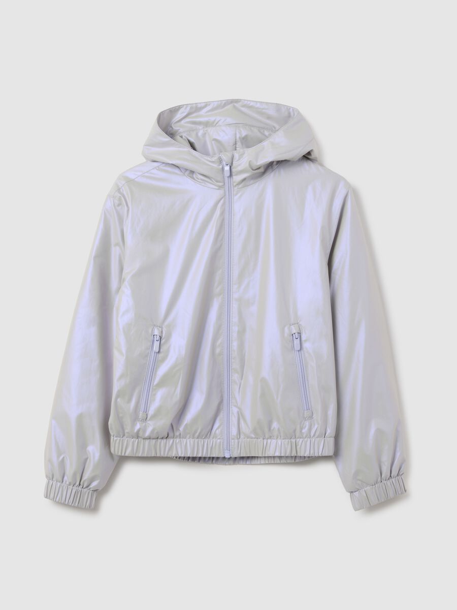 Giacca da ragazza in grigio regular fit con cappuccio_0