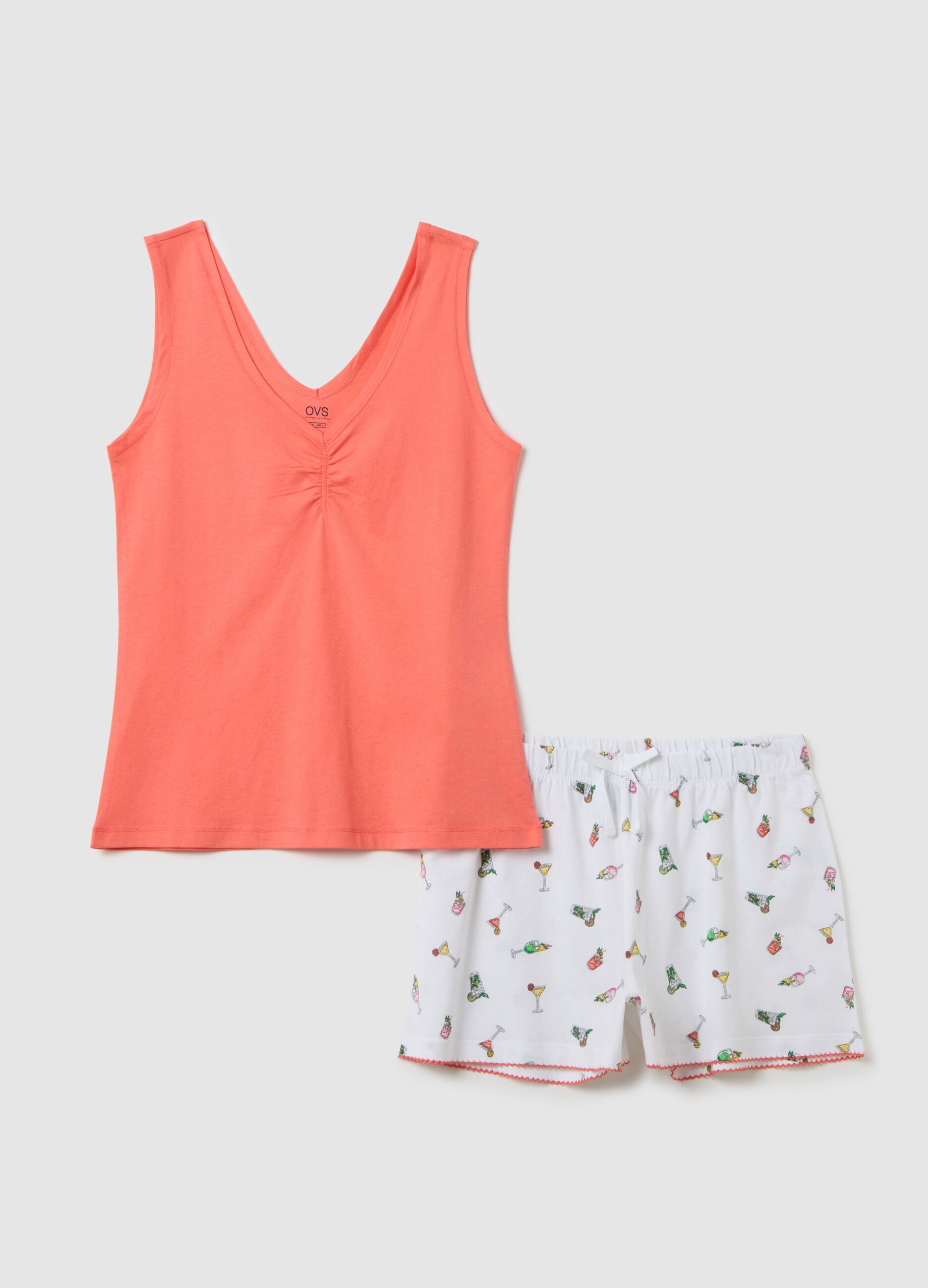 Set pigiama da donna in puro cotone bianco regular fit
