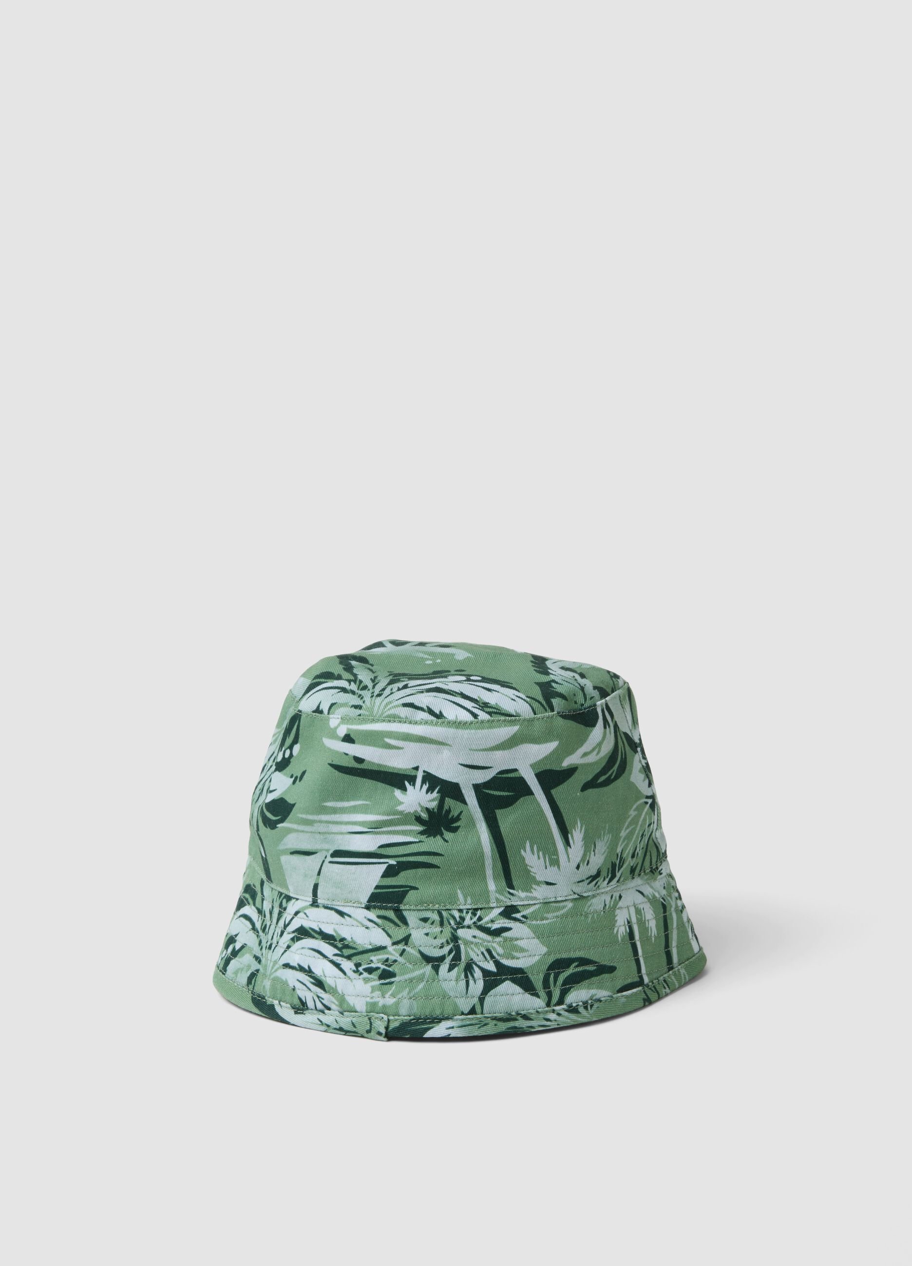 Green bucket hat in pure cotton jersey
