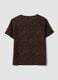 Brown pure viscose blouse with Mandarin collar and animal print, regular fit_5