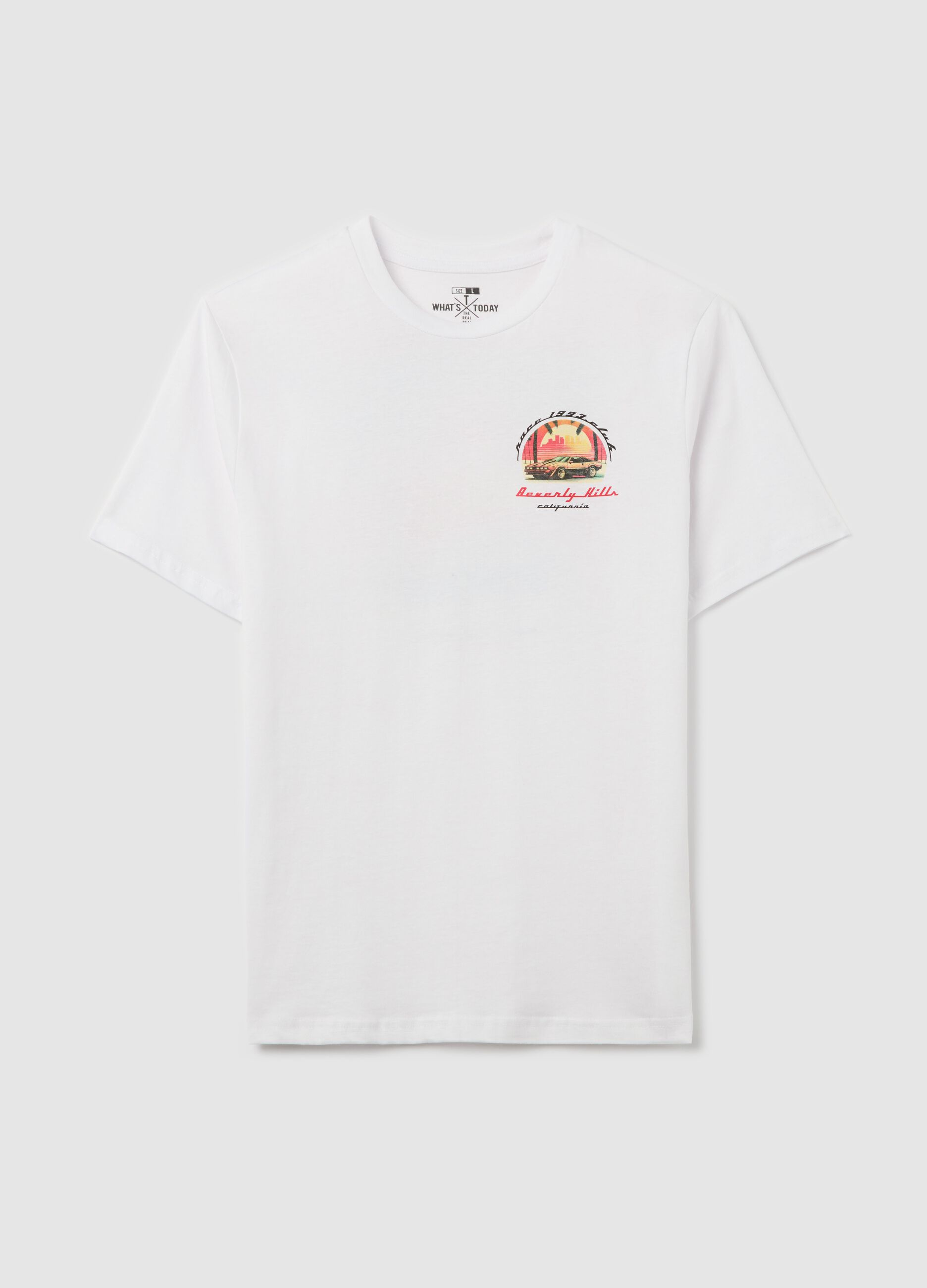 Cotton T-shirt with "Beverly Hills Race" print