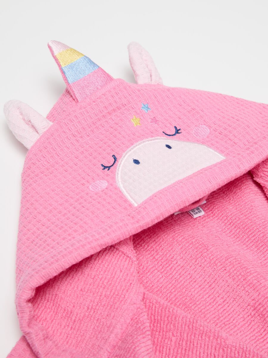 Accappatoio con trama waffle unicorno_2