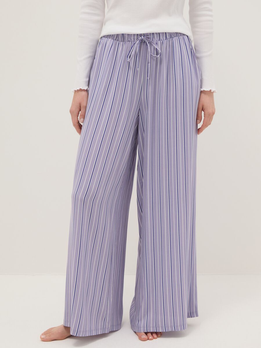 Purple striped viscose pyjama trousers with regular fit_1