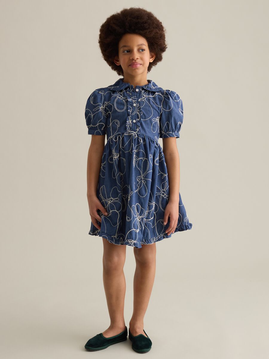 Denim dress with floral embroidery_1