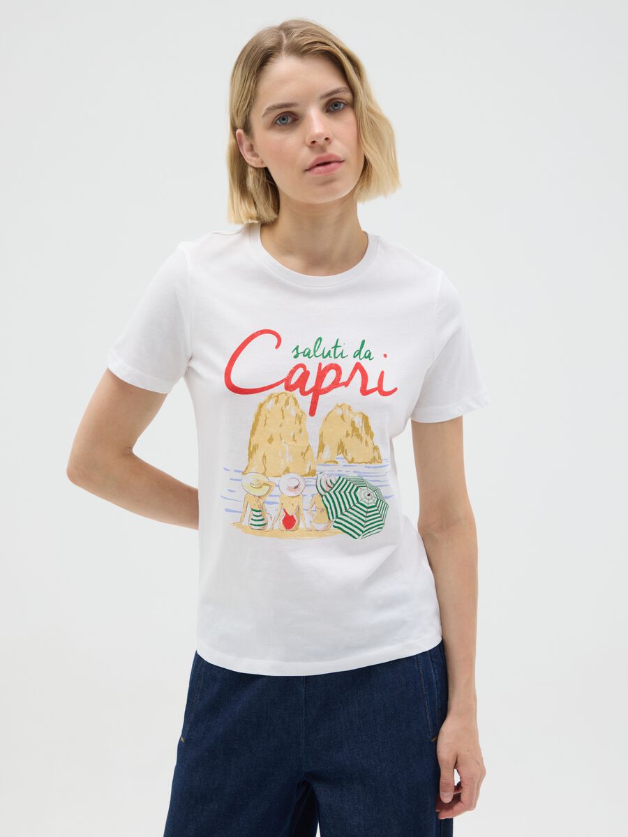 White regular fit pure cotton T-shirt_0