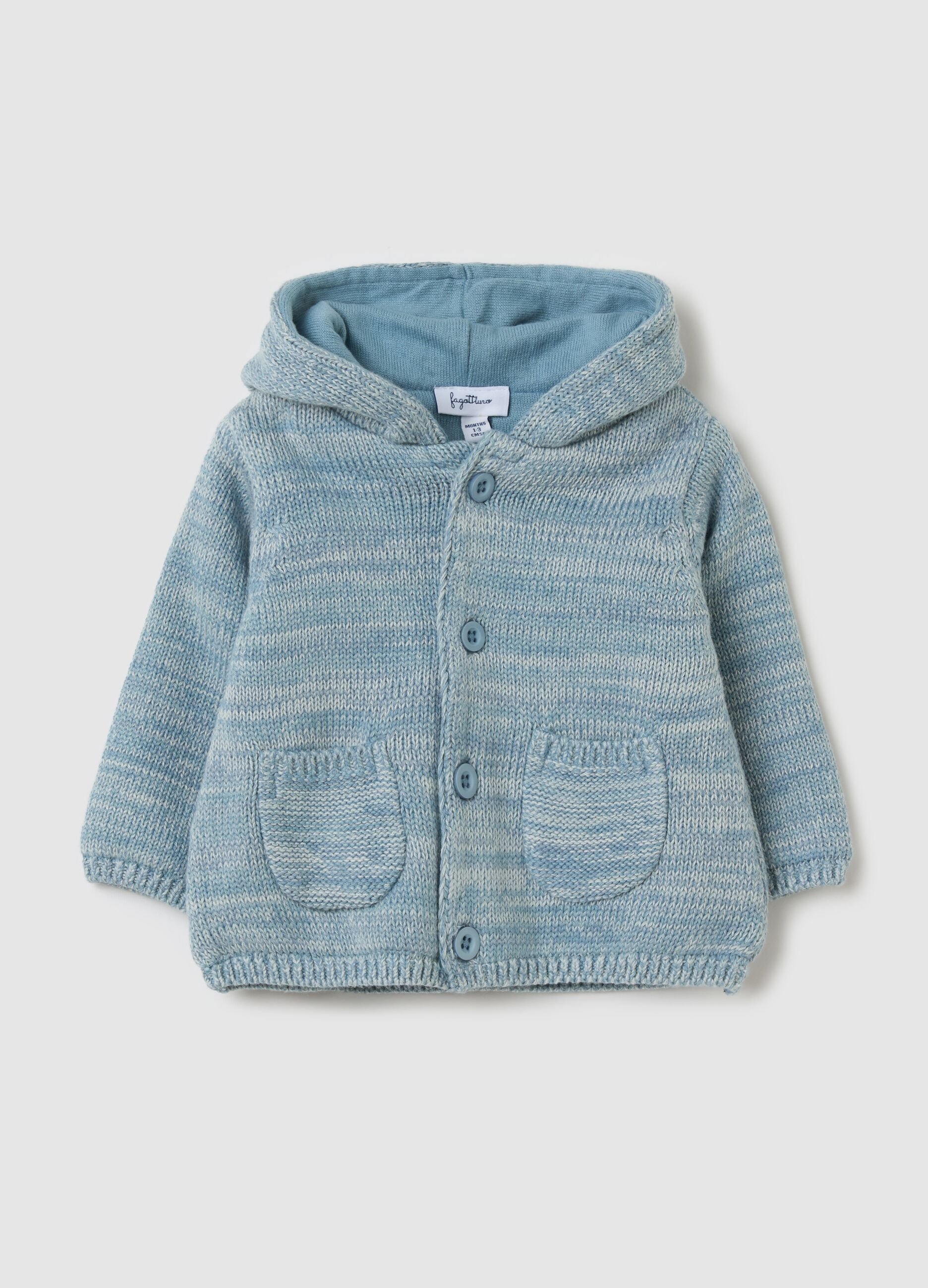 Mélange cotton jacket with hood