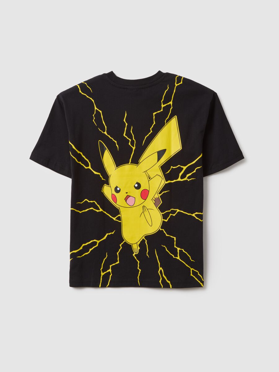 Children's black pure cotton T-shirt with Pikachu print in regular fit_1