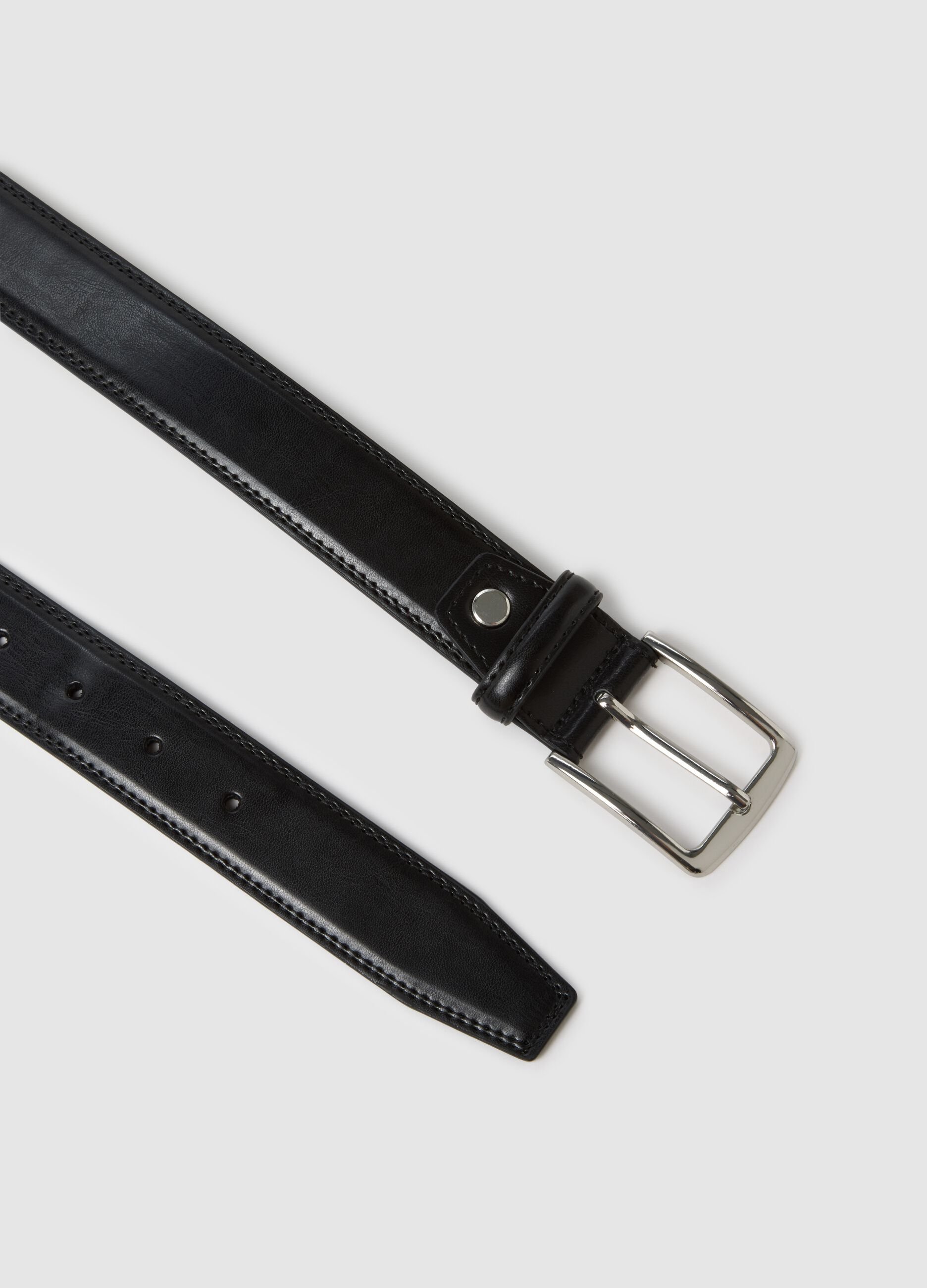 Black genuine leather belt