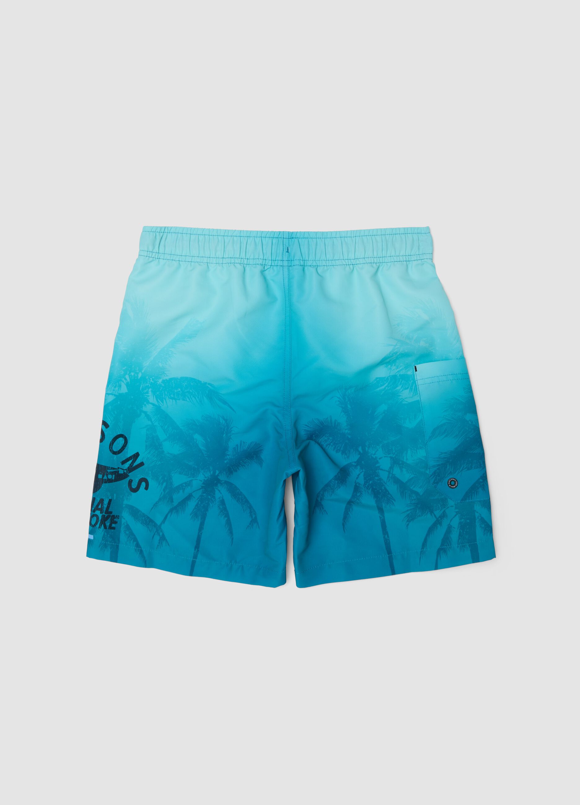 Blue tropical-print swim shorts