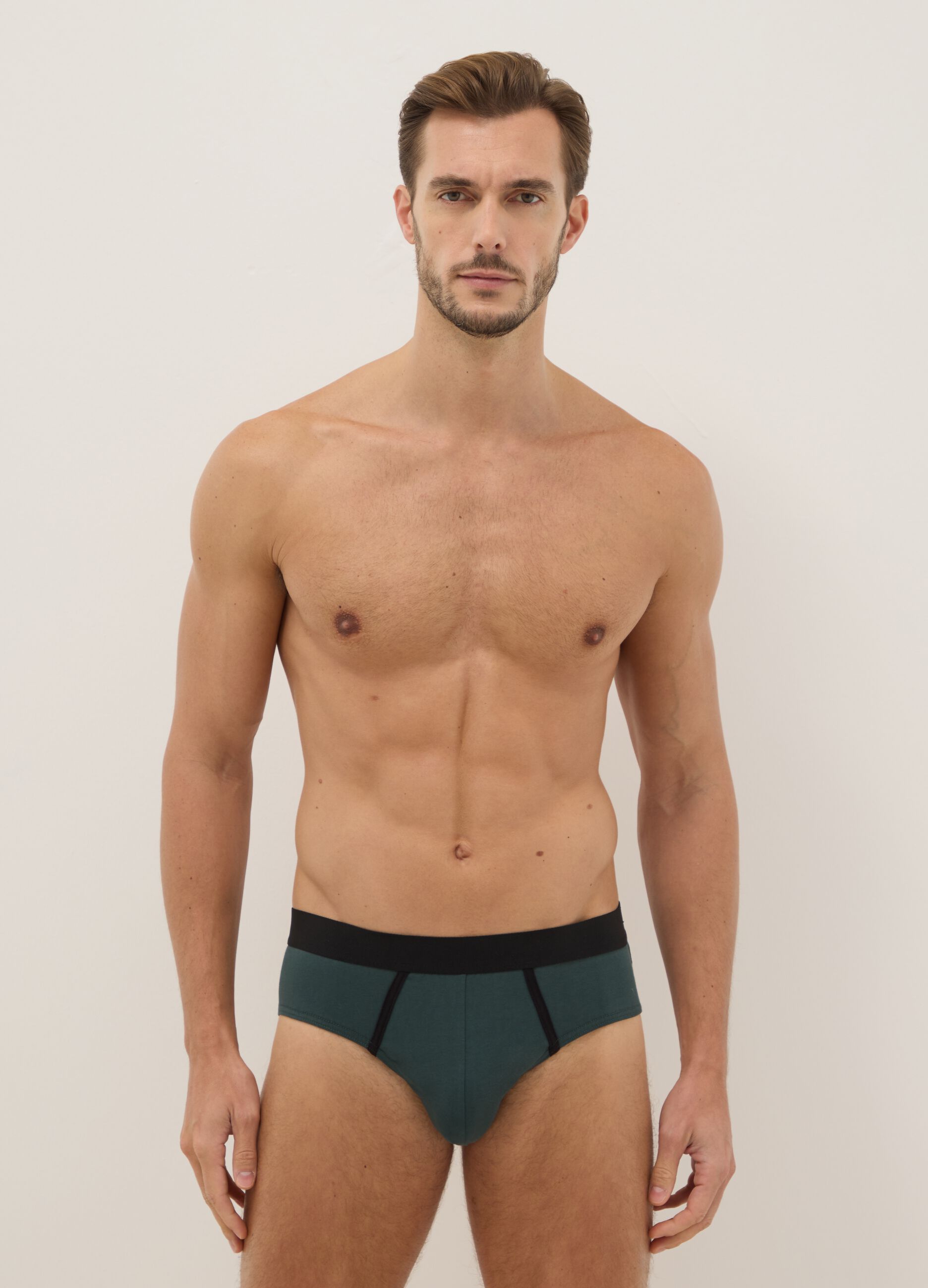 Tripack multi-colour regular fit cotton stretch briefs