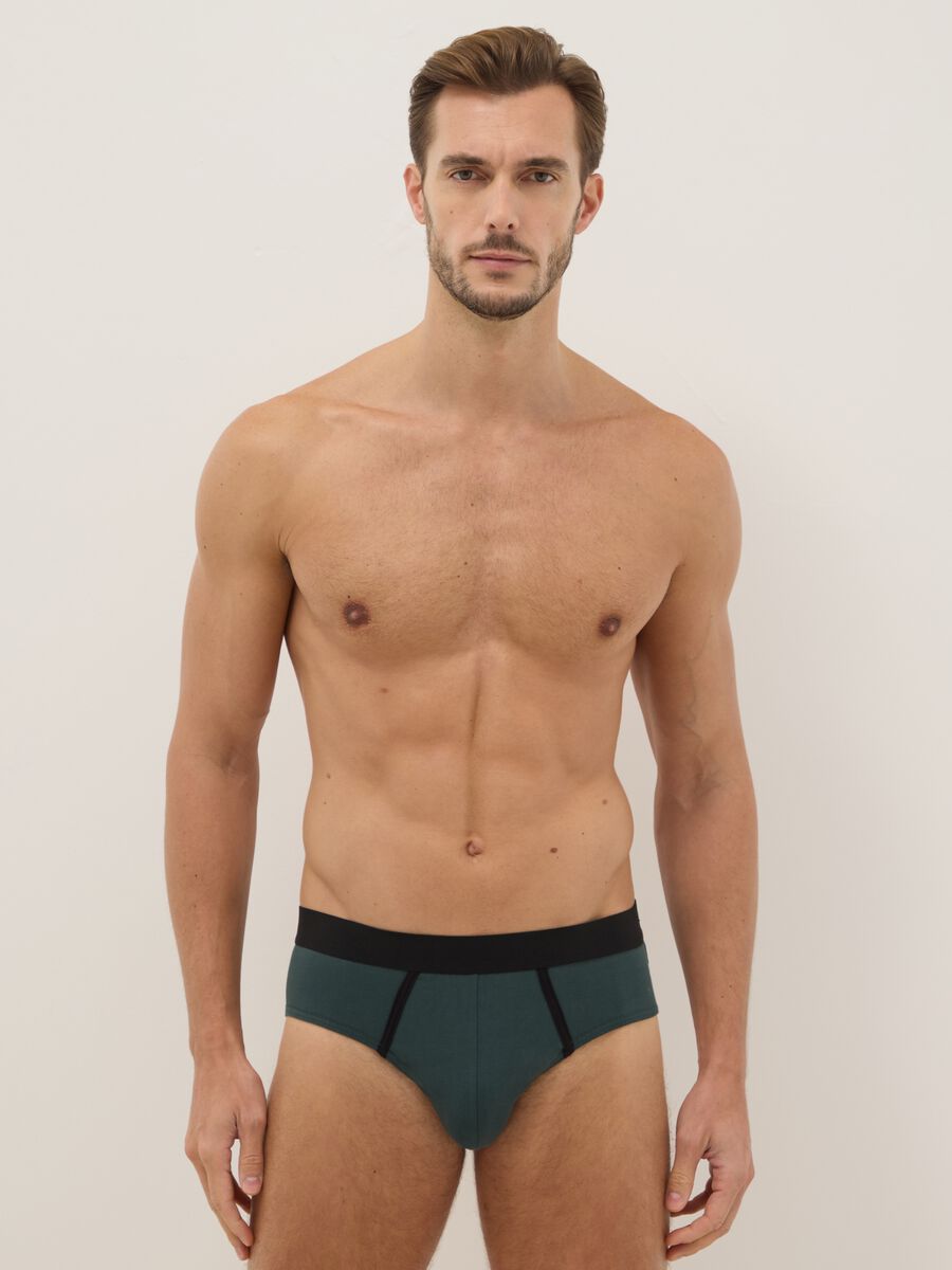 Tripack multi-colour regular fit cotton stretch briefs_0