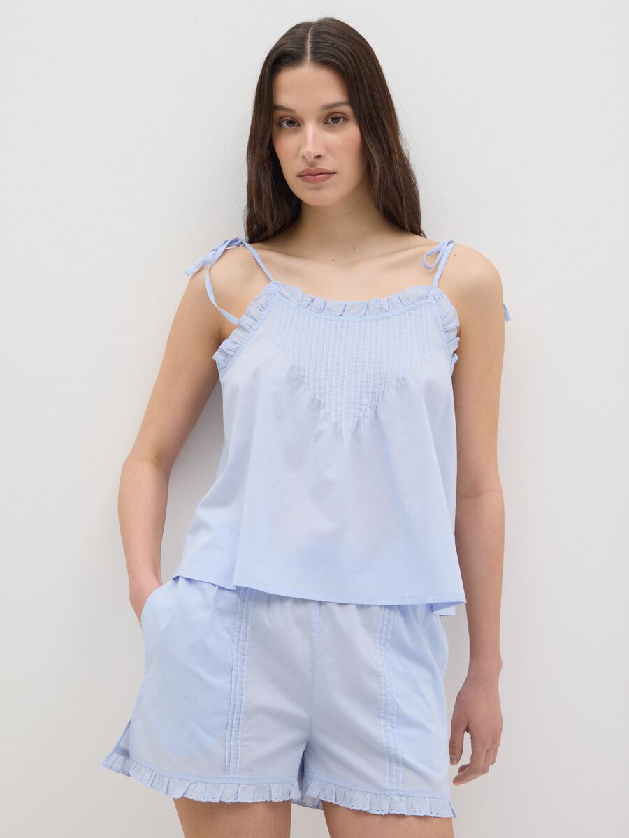 Women's light blue summer set in pure cotton, regular fit_1
