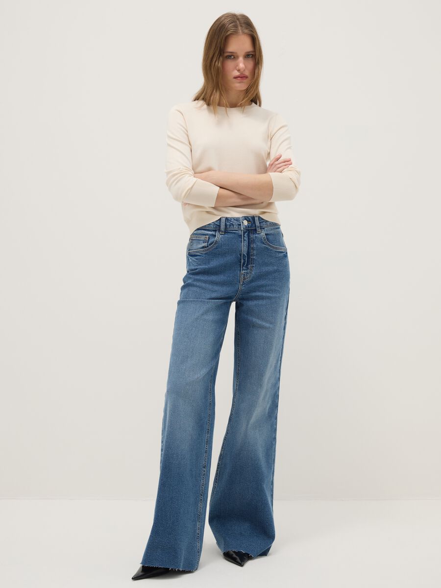 Beige Round Neck Regular Fit Sweater_1