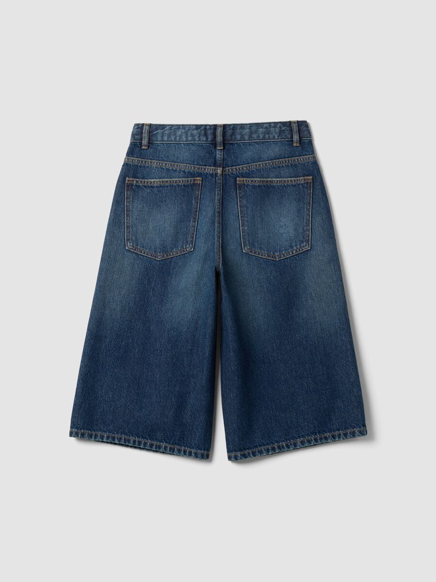 Blue pure cotton baggy denim shorts_5