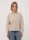 Maglione beige in tessuto elasticizzato girocollo_2