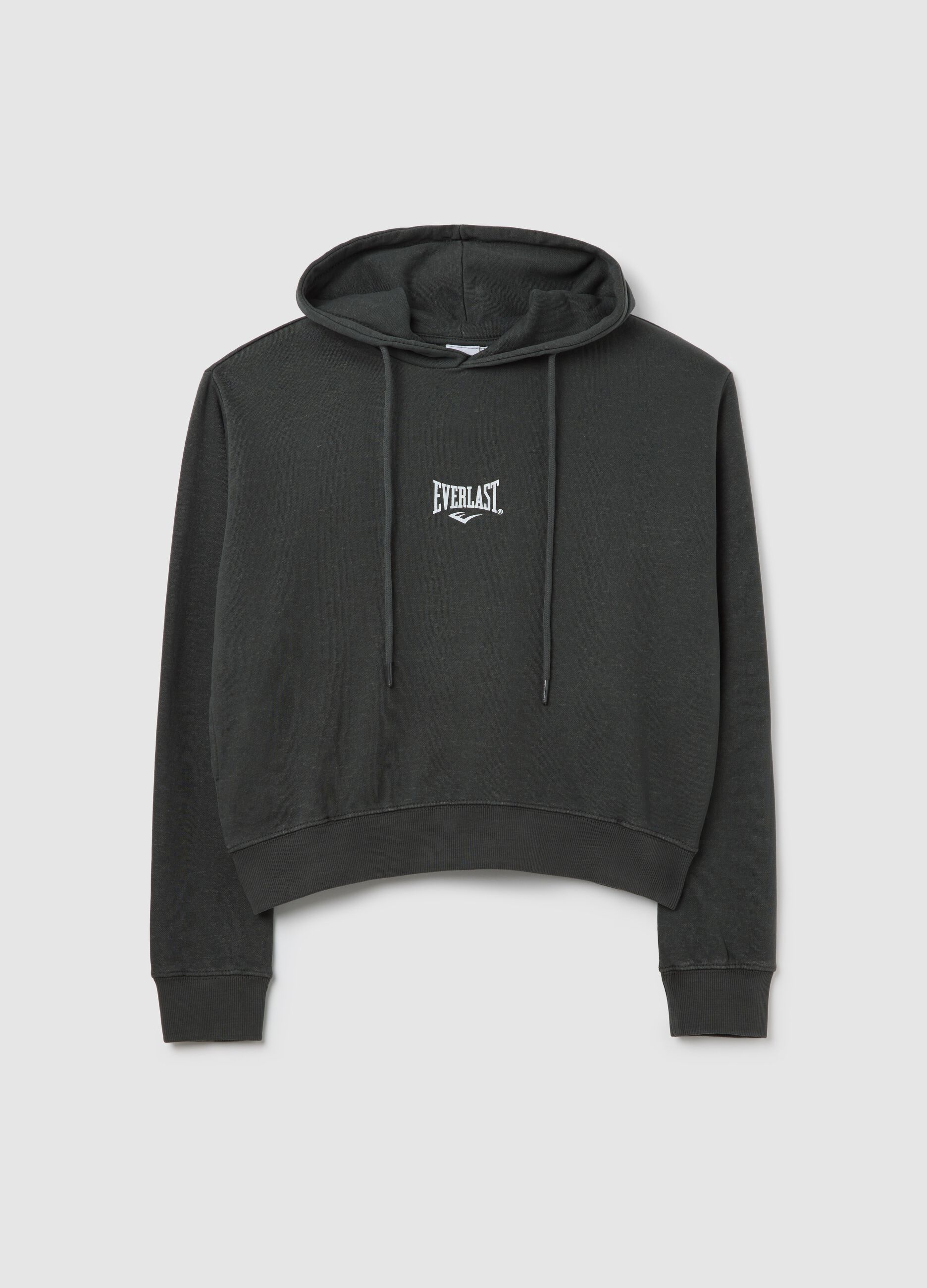 Grey swearshirt with hood and logo print