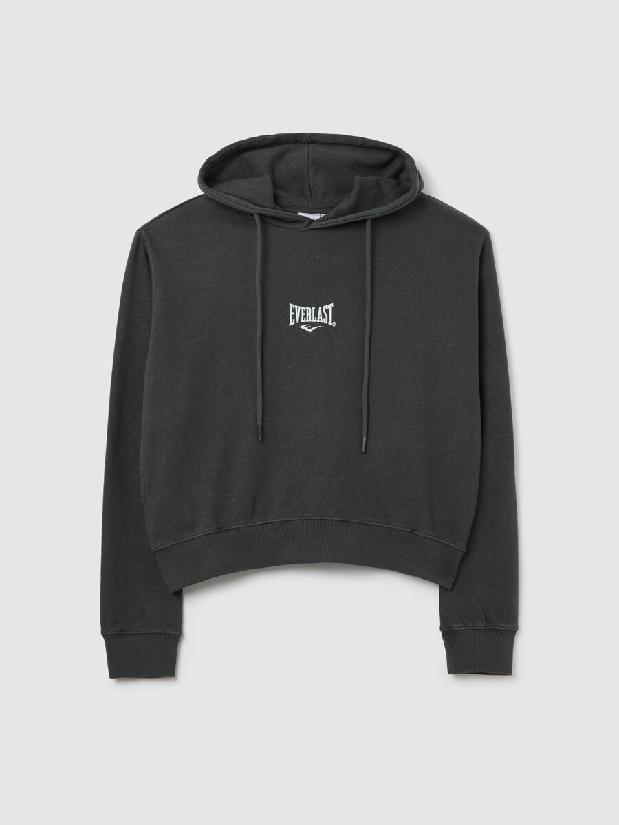 Grey swearshirt with hood and logo print_4