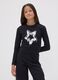 Black organic cotton T-shirt with ribbed neckline for girls_0