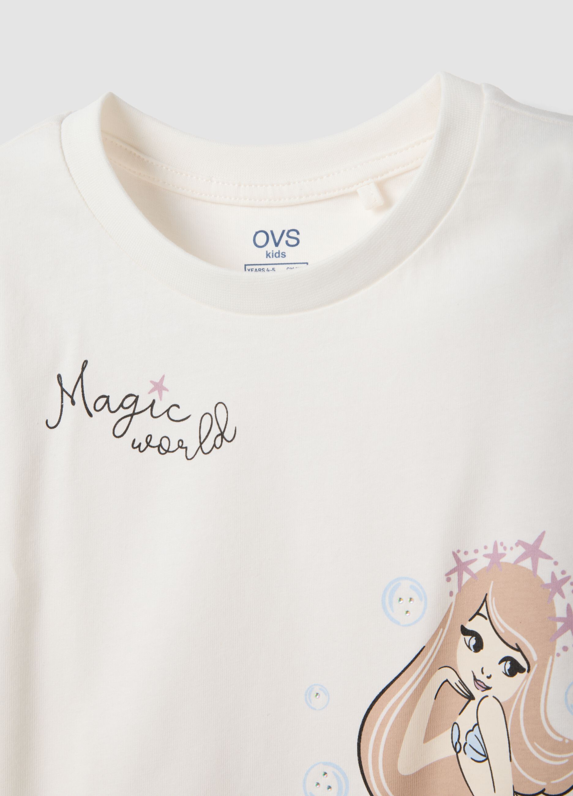 White and pink pure cotton set with T-shirt and shorts