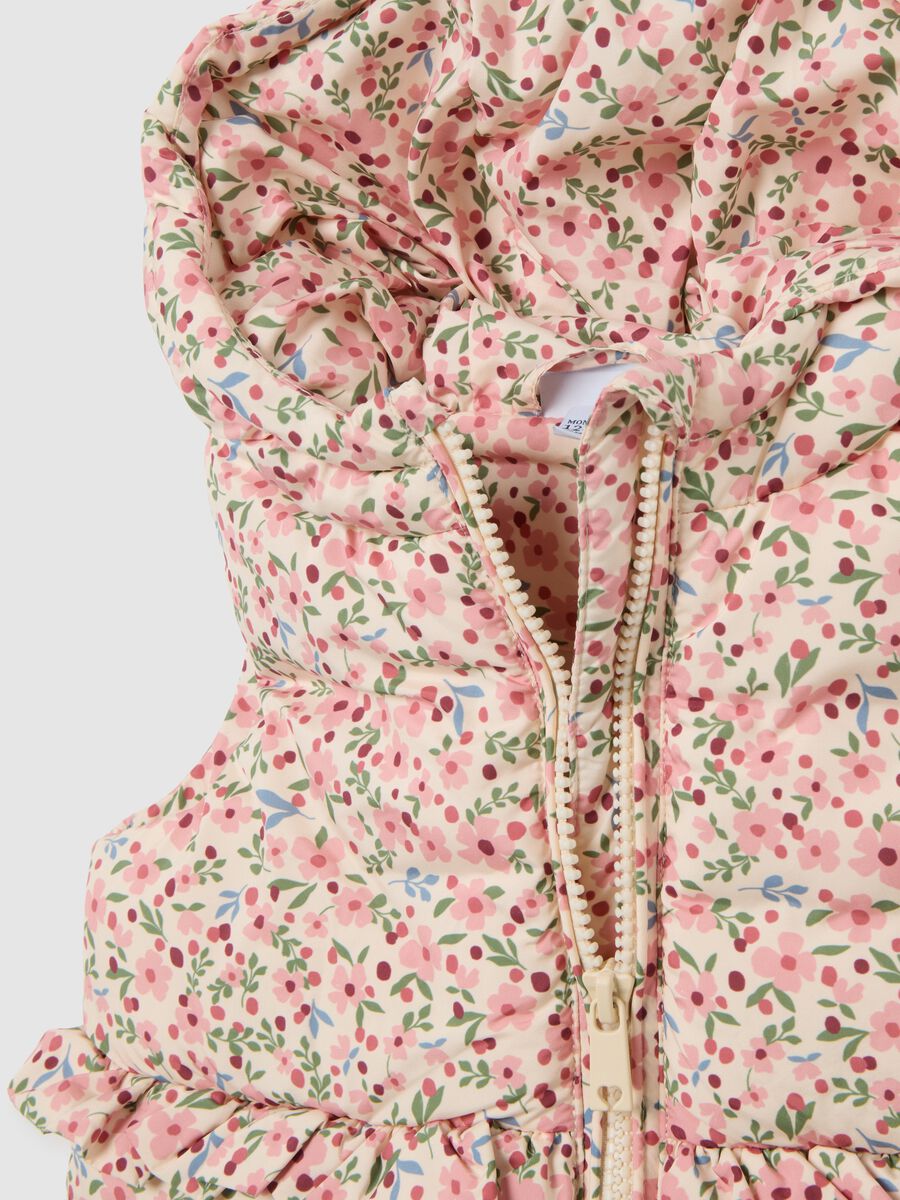 Multicolour padded girl's vest, regular fit with flowers_2