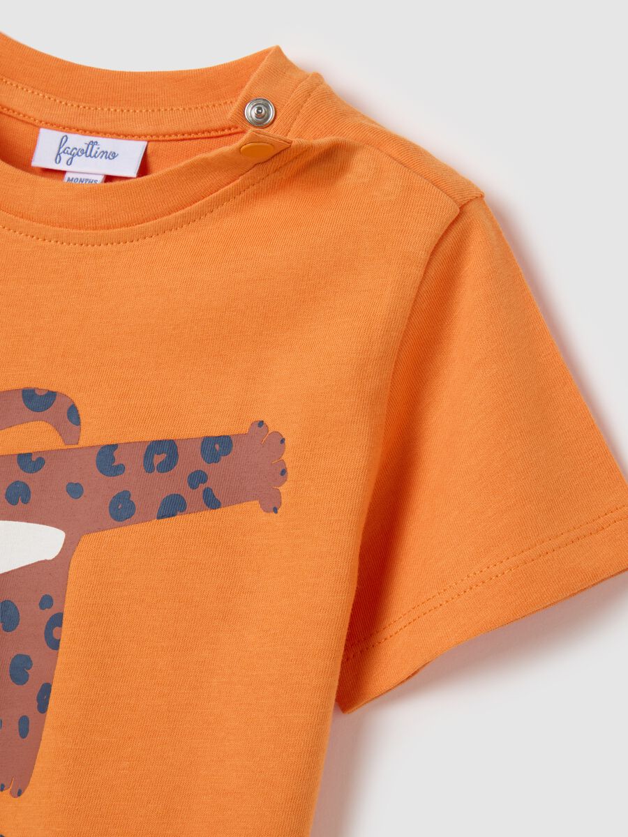 T-shirt da bambino in puro cotone arancione regular fit con stampa_3