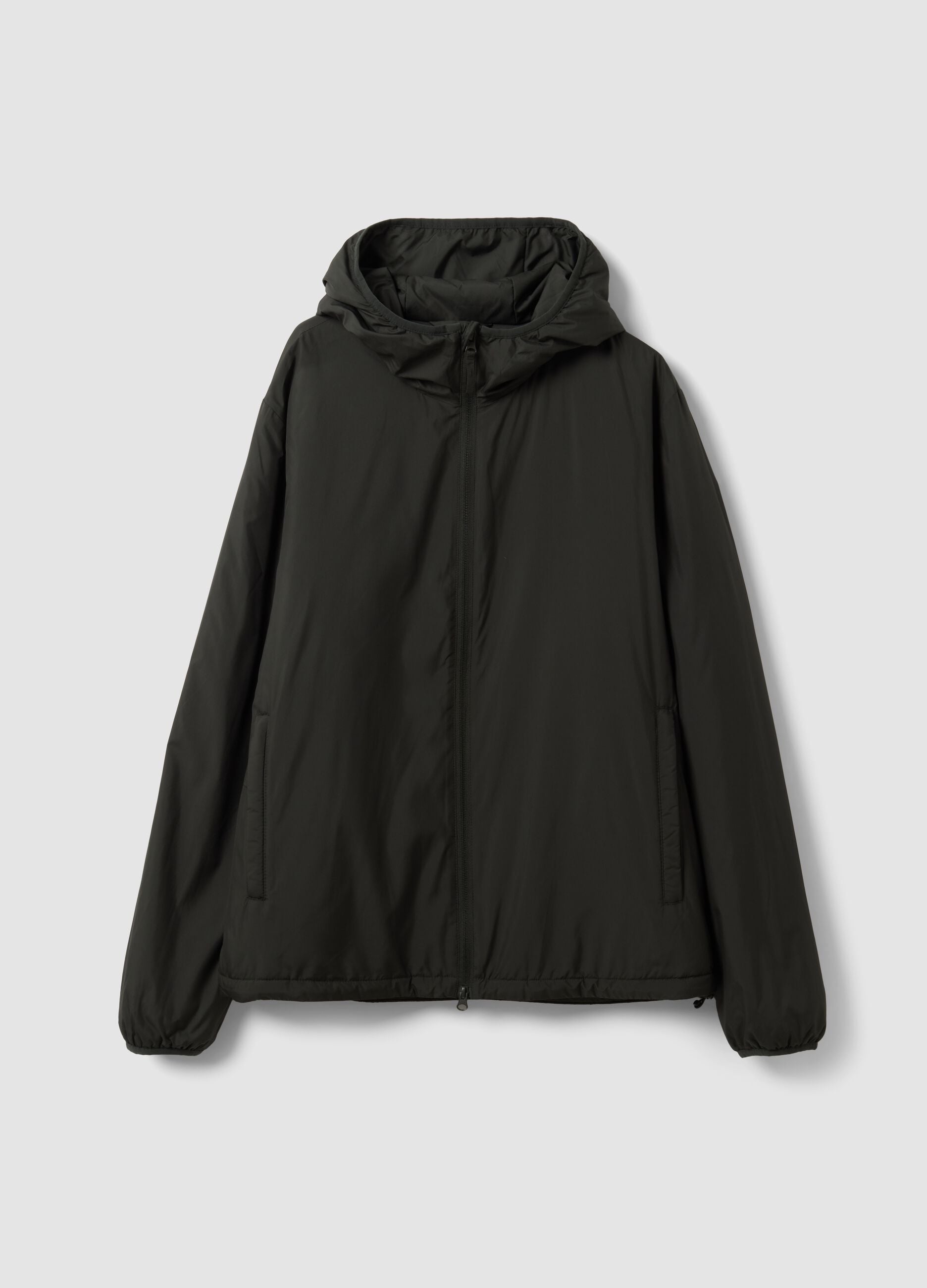 Military green hooded zip jacket