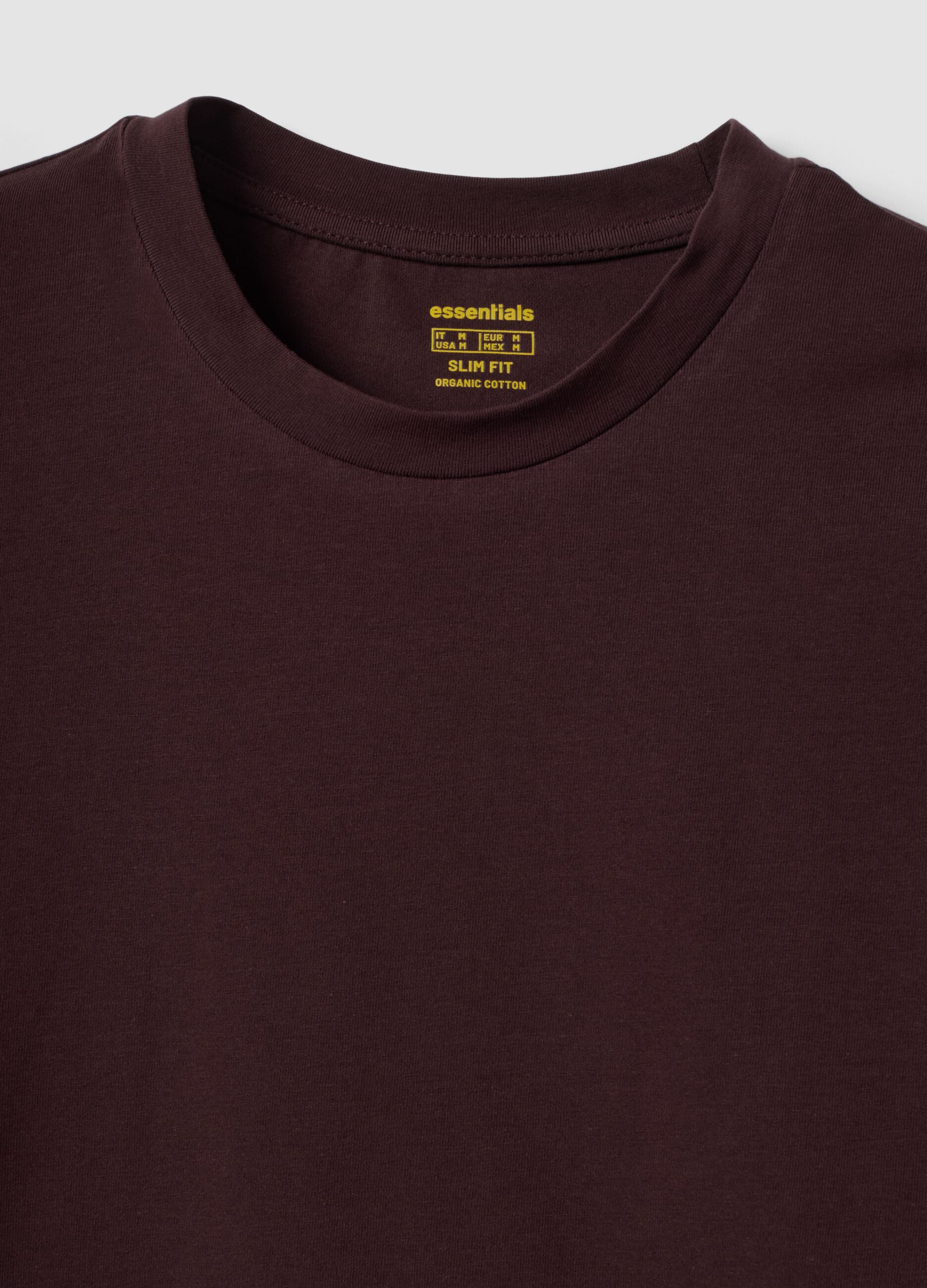 Brown organic cotton slim-fit short-sleeve T-shirt