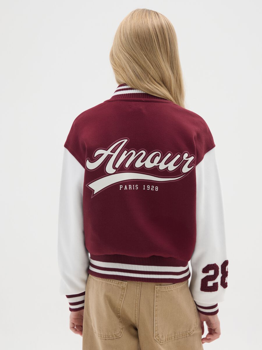Girls' bomber jacket in white and red cotton blend regular fit_1
