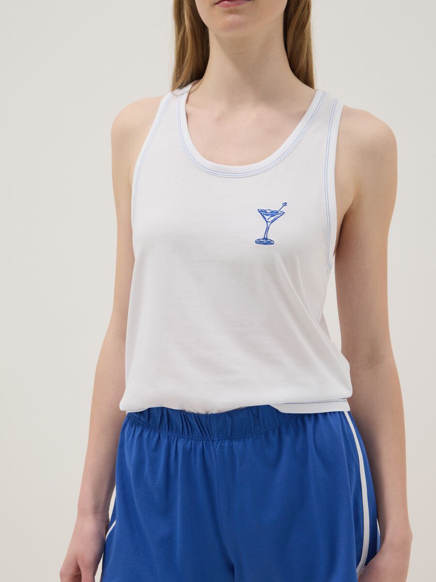 Multicolour pure cotton short pyjamas, regular fit with embroidery_3