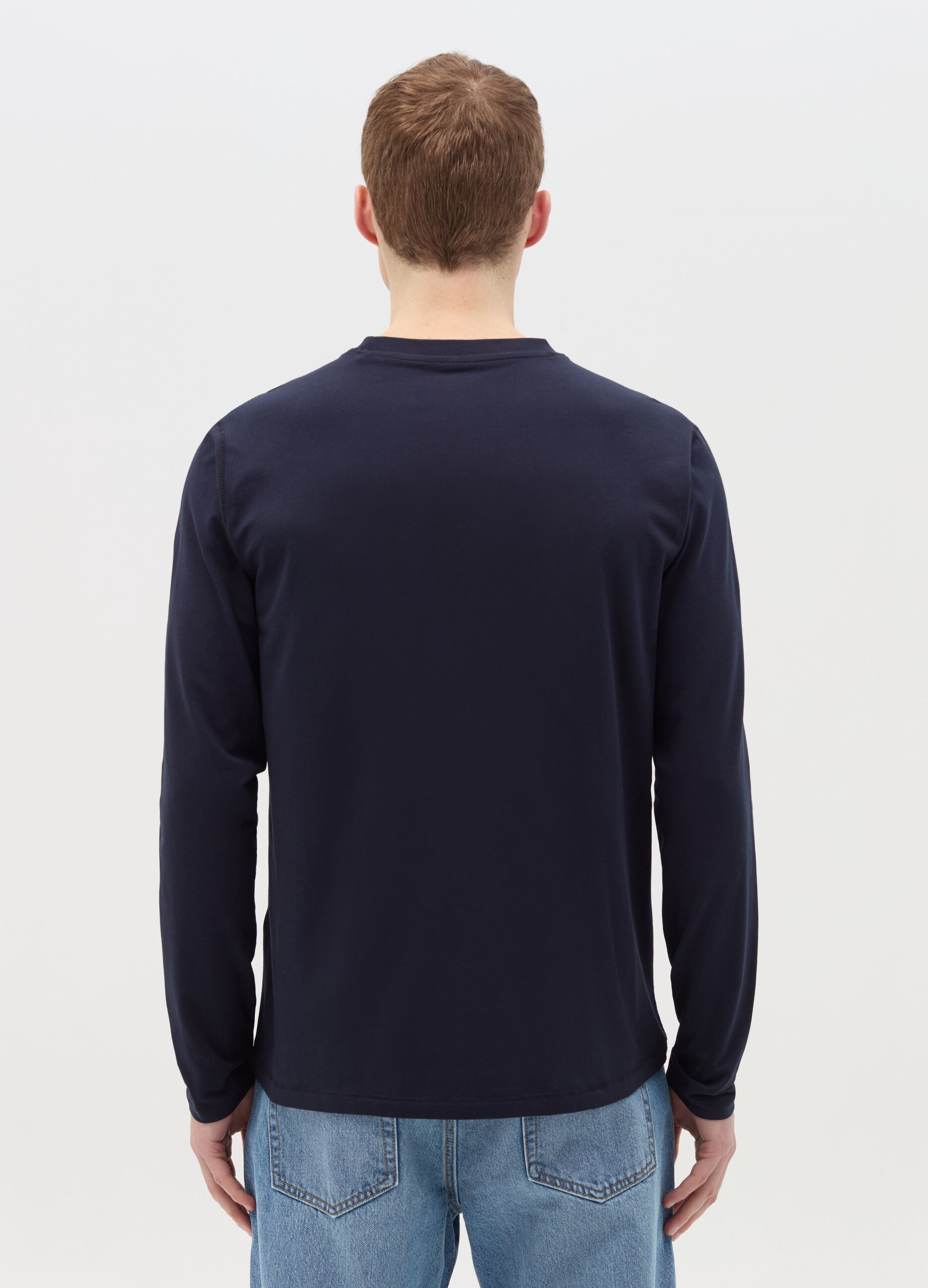 T-shirt a maniche lunghe in cotone stretch