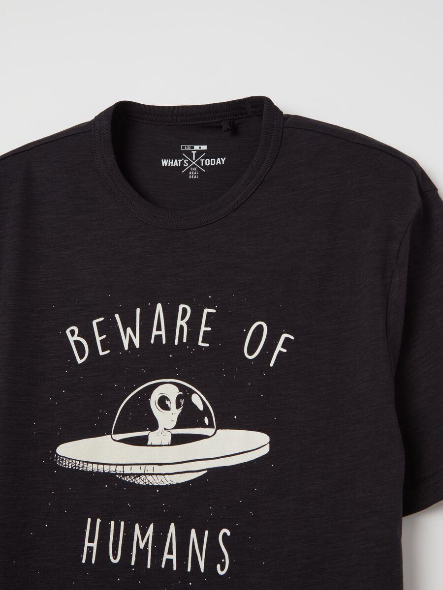 T-shirt with “Be aware of humans” print_5