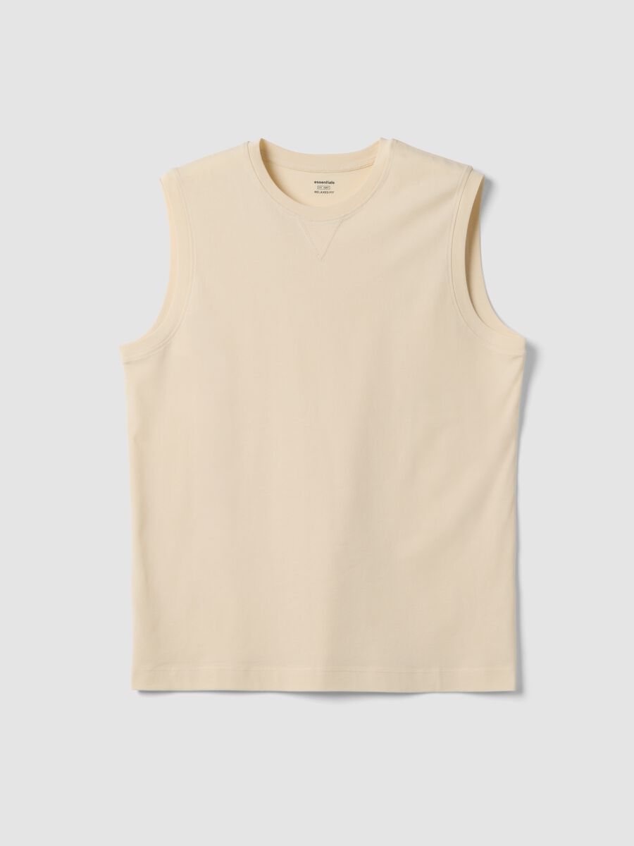 Beige pure cotton vest_4