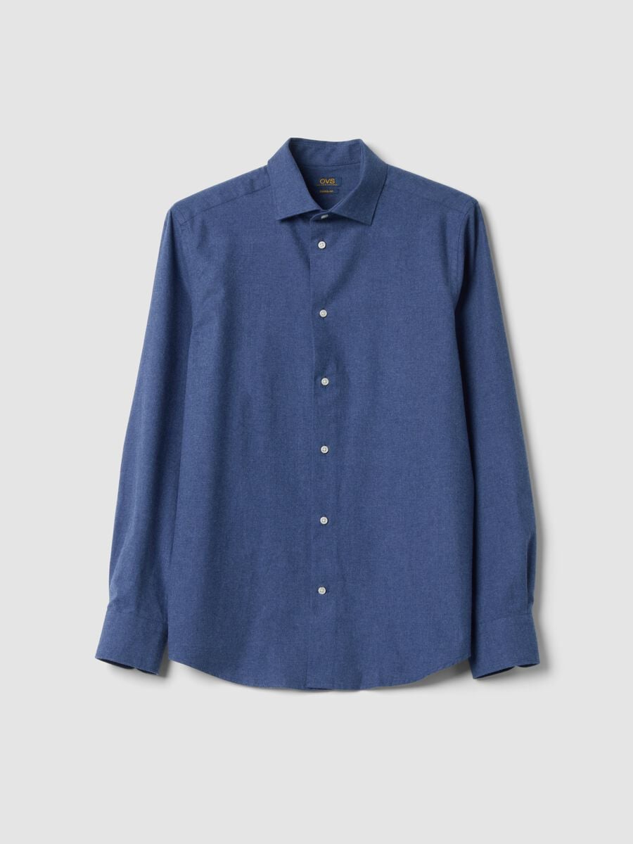 Light blue pure cotton twill shirt, regular fit_4