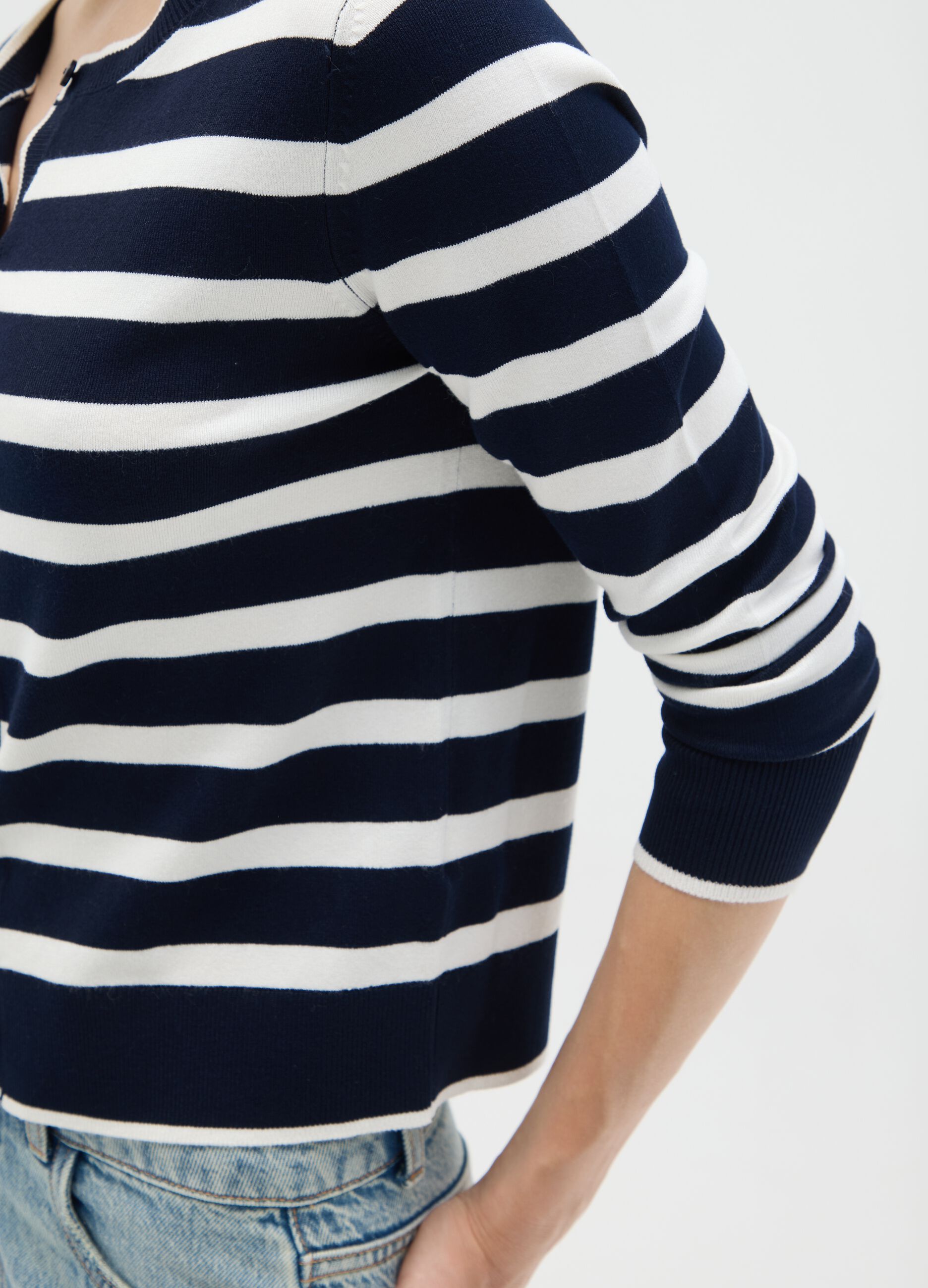 Regular fit multicolour stretch blend cardigan