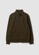 Green cotton-blend regular-fit sweatshirt with zip and crew neck_0