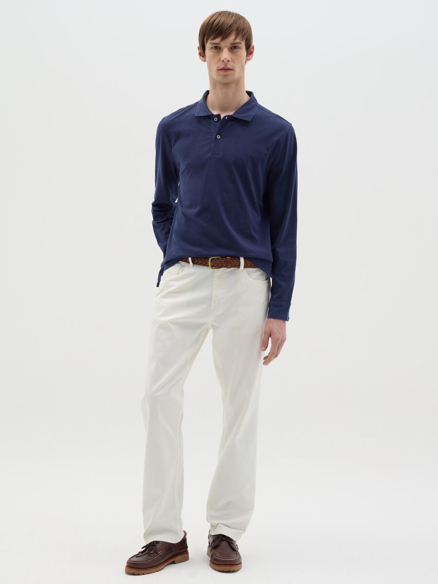 Long-sleeved polo shirt in cotton_1