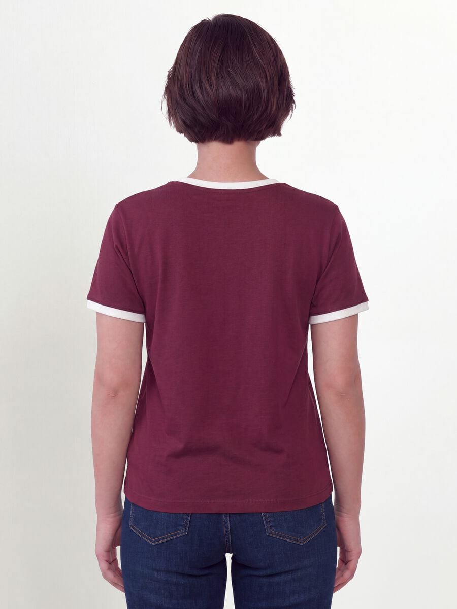 T-shirt rossa in puro cotone con bottoni regular fit_3