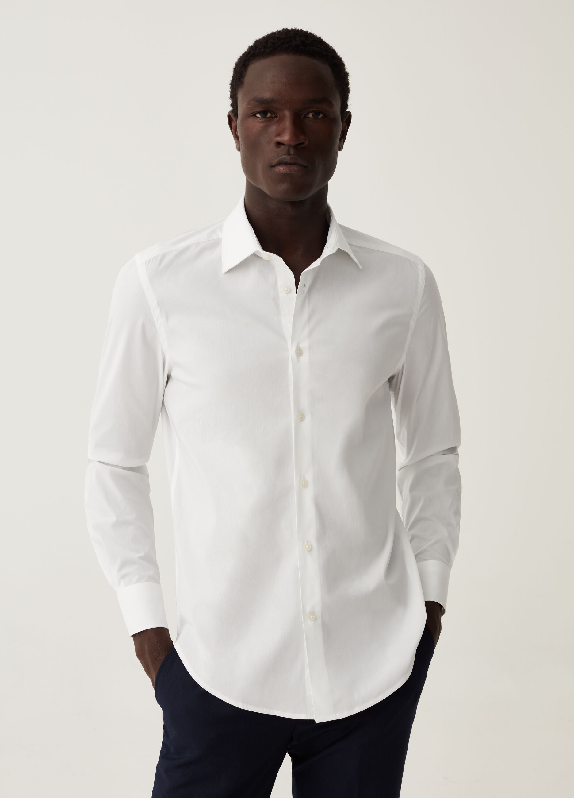 Camicia slim fit in cotone stretch