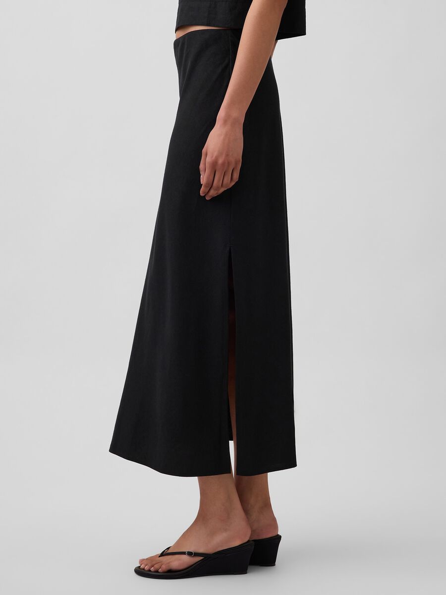 Long linen-blend skirt_1