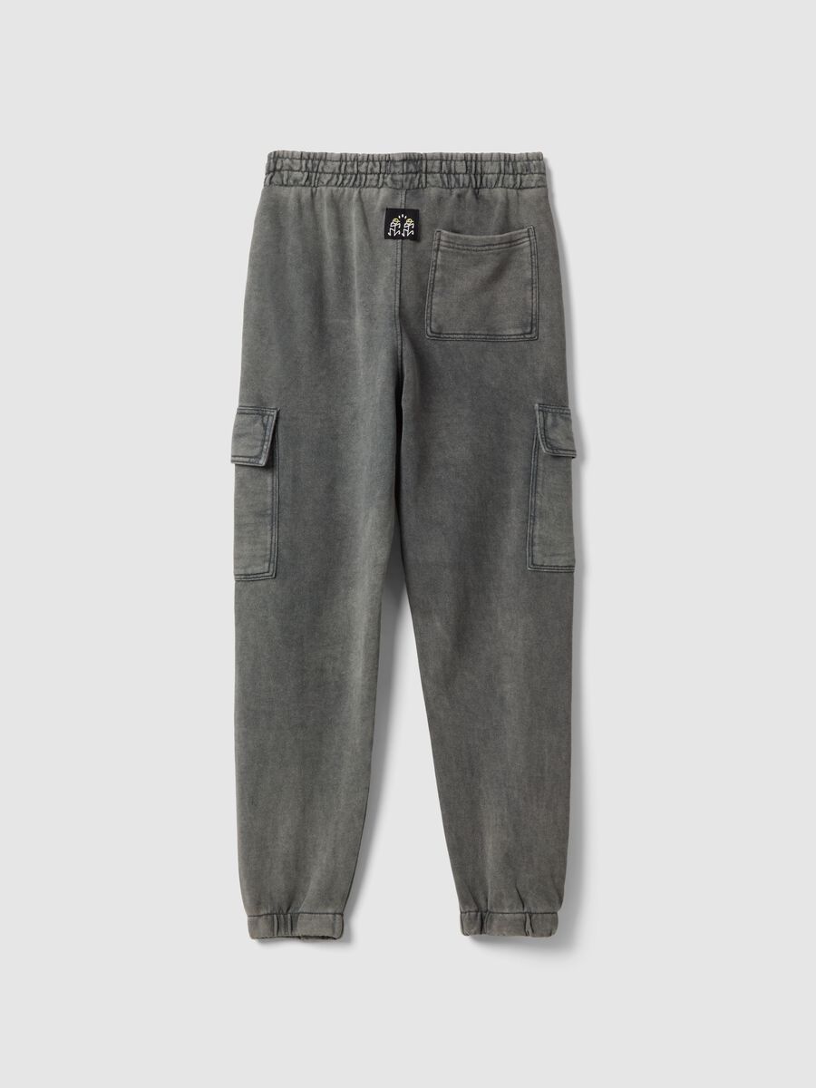 Pantaloni jogger cargo in misto cotone grigio da ragazzo regular fit_4