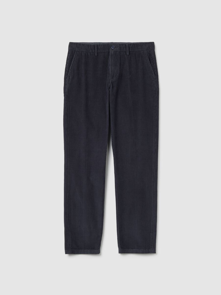 Blue chino trousers in pure cotton regular fit with pinstripes_4