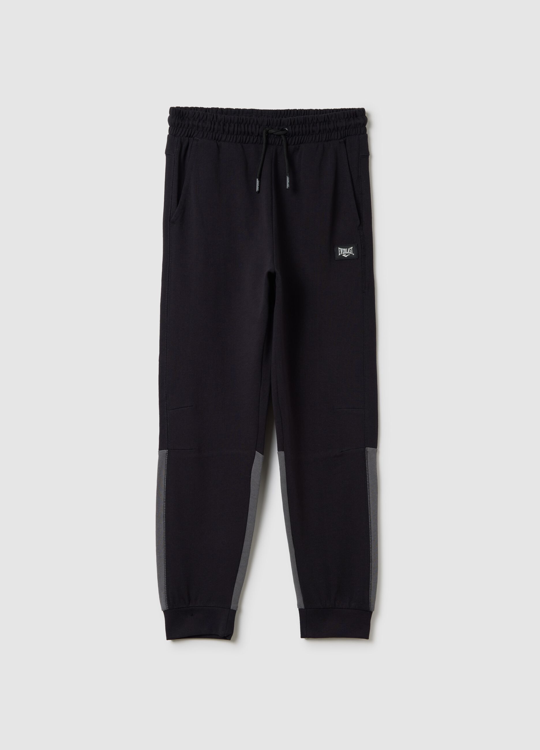 Black joggers with drawstring and contrasting inserts