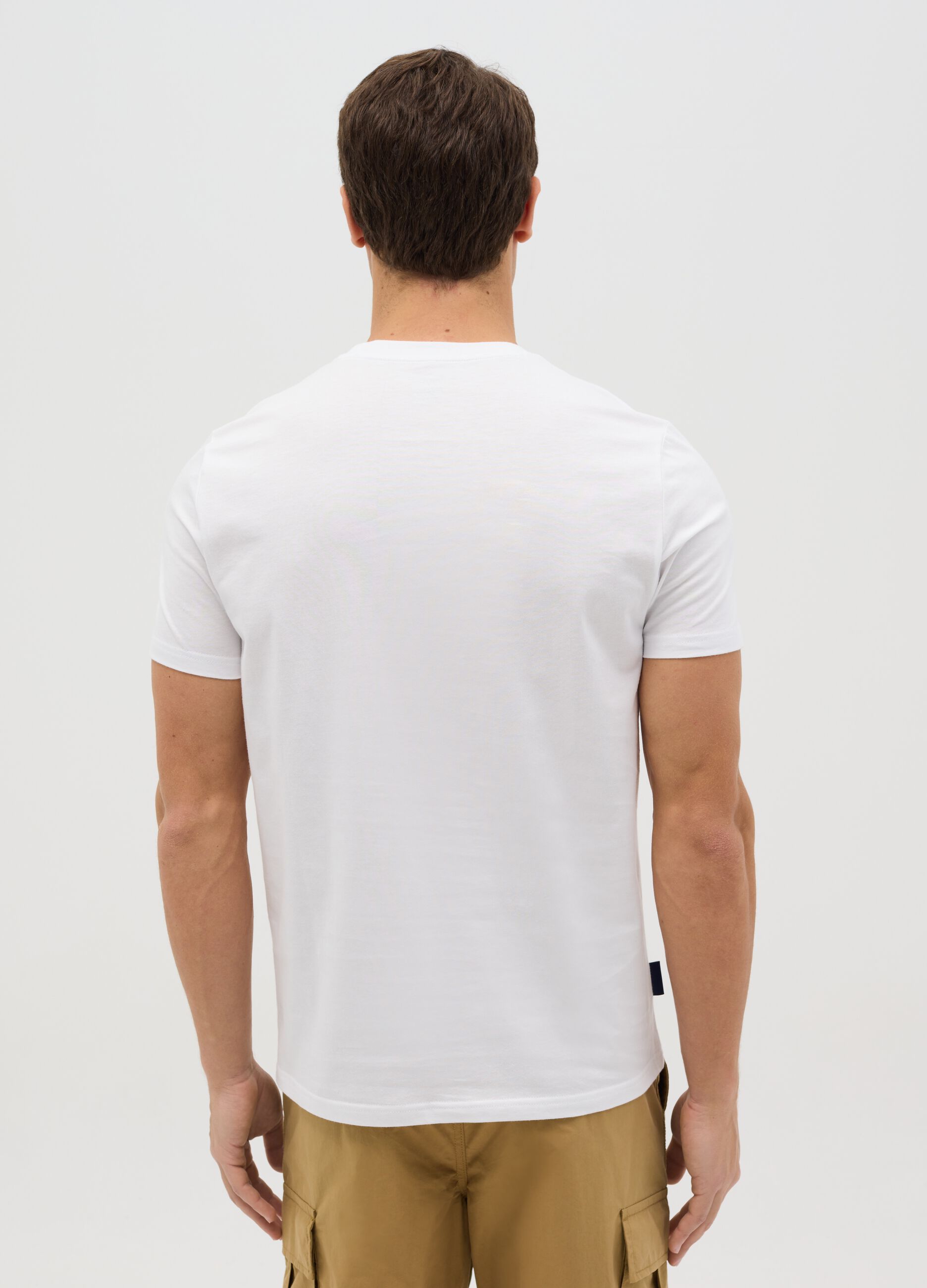 Cotton T-shirt with Trevi Fountain coordinates print