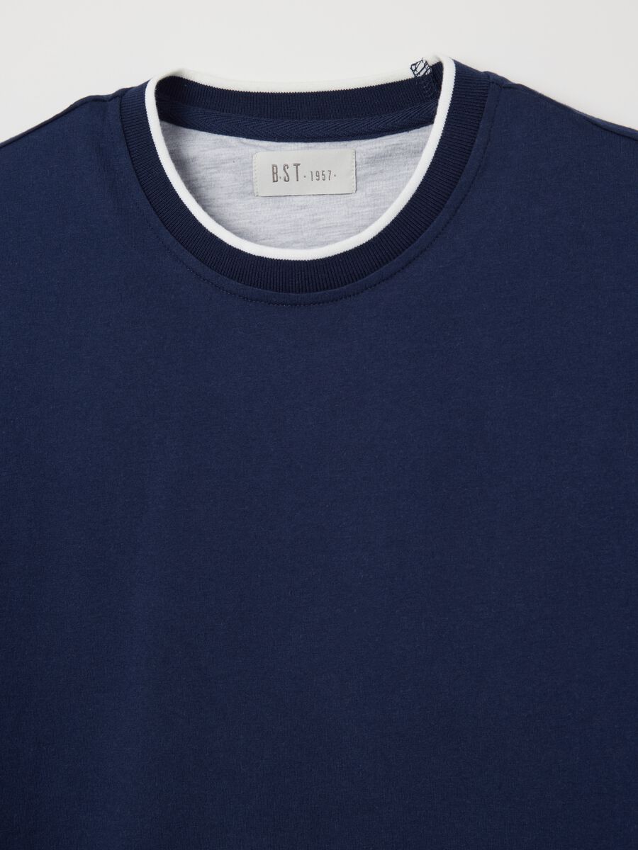 Blue fitted T-shirt in cotton_5