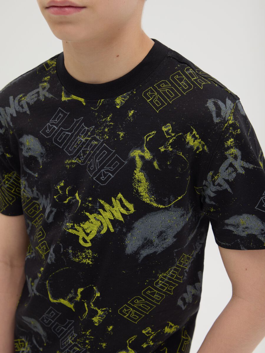 T-shirt da ragazzo in puro cotone multicolor oversize con stampa grafica_1