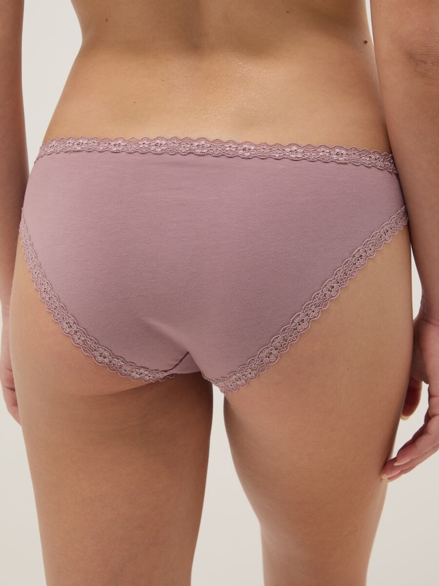 Slip in cotone elasticizzato rosa regular fit con pizzo_2