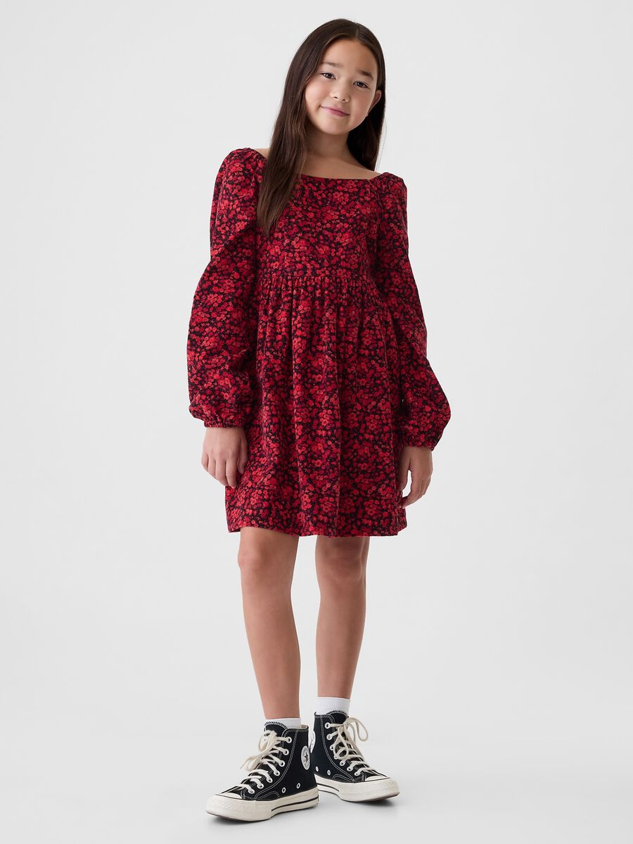 Cotton dress with puff sleeves_0
