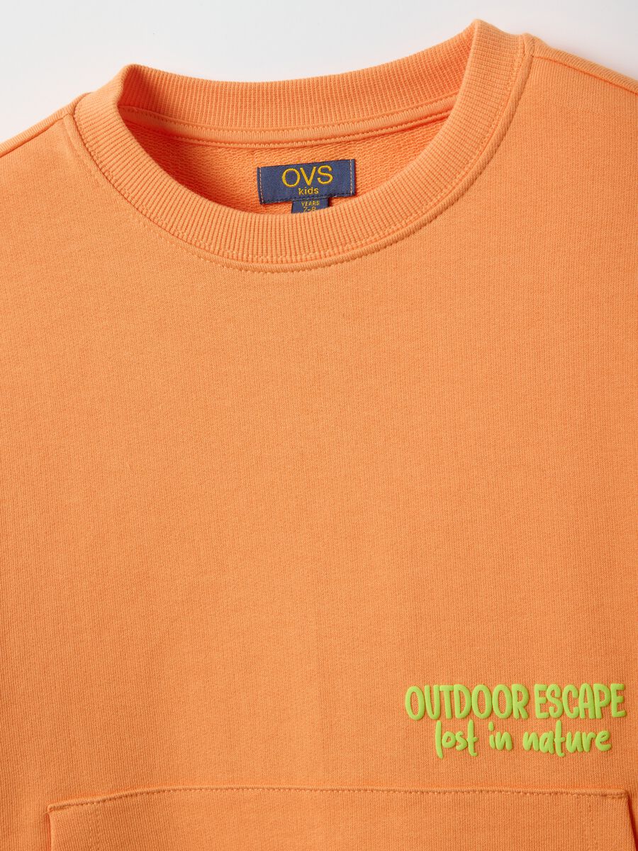 Kids' orange pure cotton sweatshirt with regular fit_2